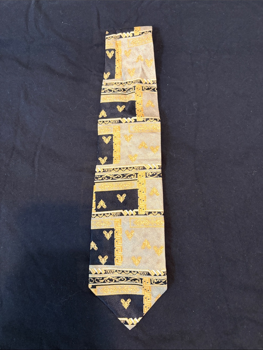 Classic Black and Gold Patterned Men's Dress Tie